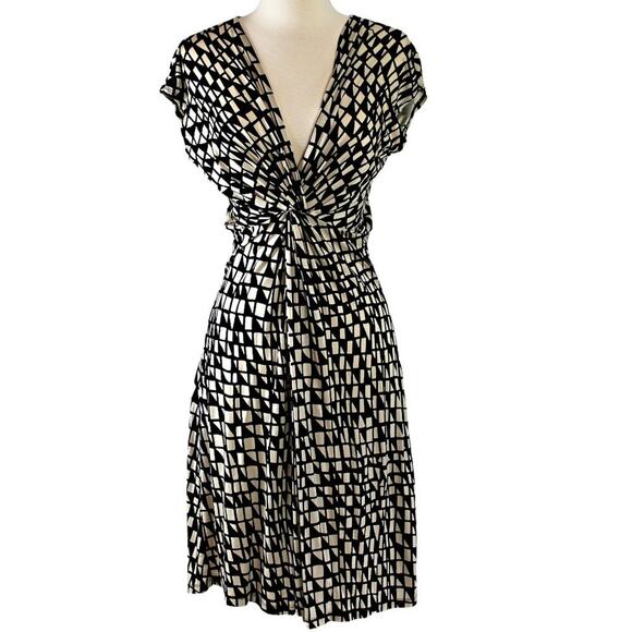 DKNY Vintage Women's Midi Dress Abstract Geometric Print Size XP - Picture 1 of 12